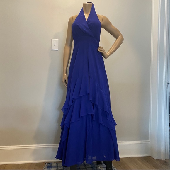 Parker Black Label Halter Ruffle Gown - Picture 1 of 10